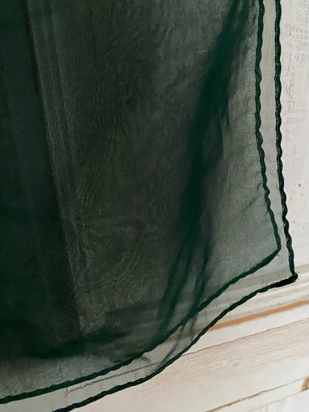 Vintage Sheer Chiffon Square Scarf Green